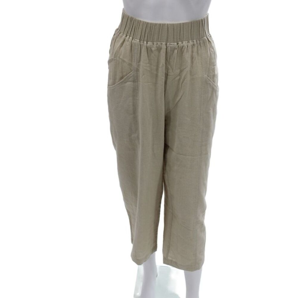 Leallo Womens Cropped Beige Cotton Pants Size M